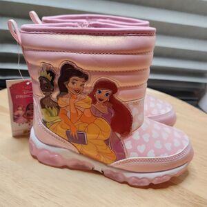 Disney Princess Light-Up Winter Boots – Girls Size 11 – Pink – Side Zip
